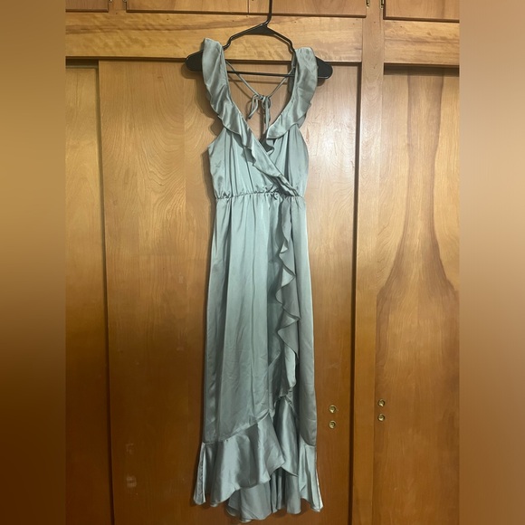 Show Me Your Mumu Samantha Ruffle Wrap Dress Moss Green NWOT - Picture 6 of 8